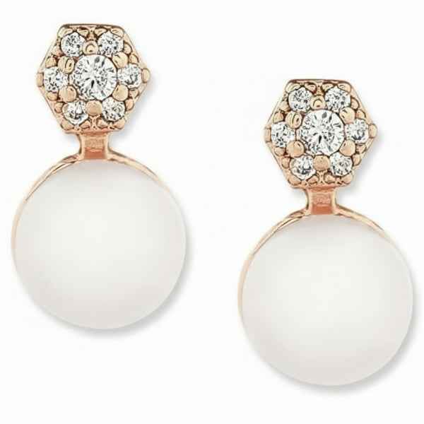 Dazzling Rose Gold Drop Earrings | Pavé Hexagon Statement Jewelry