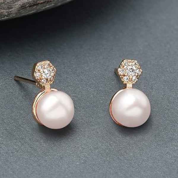 Dazzling Rose Gold Drop Earrings | Pavé Hexagon Statement Jewelry