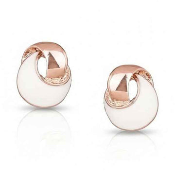 Chic Rose Gold Enamel Stud Earrings | Modern Everyday Jewelry