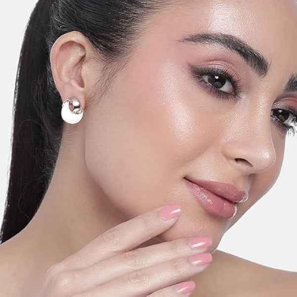 Chic Rose Gold Enamel Stud Earrings | Modern Everyday Jewelry