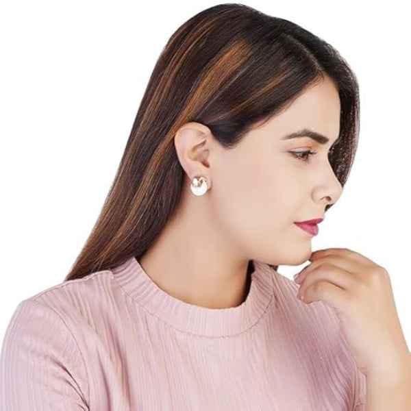 Chic Rose Gold Enamel Stud Earrings | Modern Everyday Jewelry
