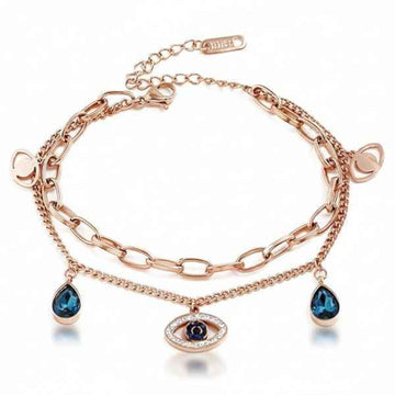 Chic Rose Gold Evil Eye Layered Bracelet | Protective Charm Jewelry