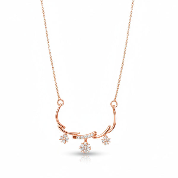 Rose Gold Plated Floral Garland Necklace | Chic Dainty Blossom Charm Jewelry
