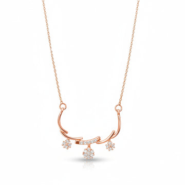 Rose Gold Plated Floral Garland Necklace | Chic Dainty Blossom Charm Jewelry