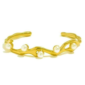 Chic Rose Gold Geometric Bangle | Modern Layered Statement Jewelry