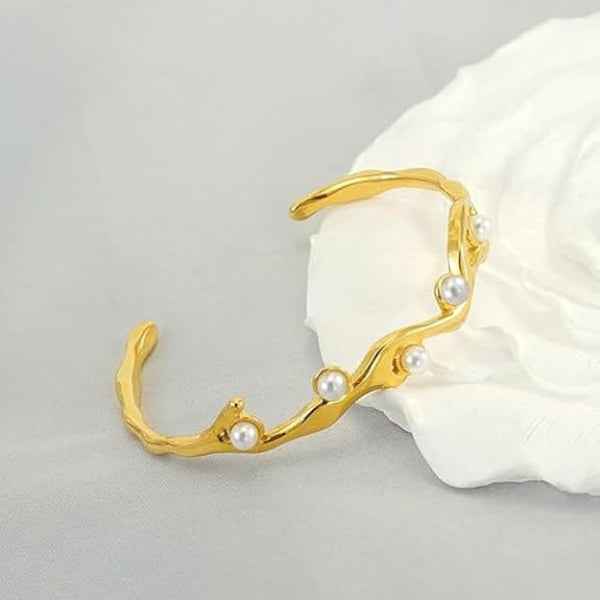 Chic Rose Gold Geometric Bangle | Modern Layered Statement Jewelry