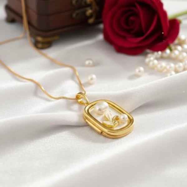 Rose Gold Geometric Necklace | Shimmering Baguette Solitaire Pendant