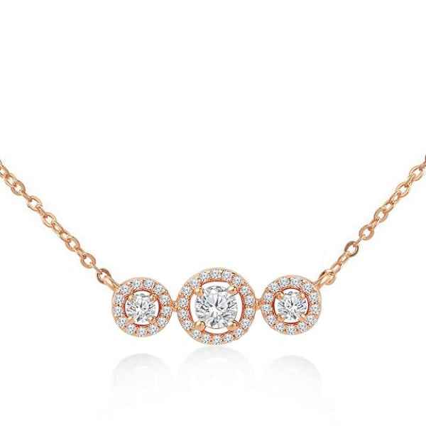 Rose Gold Halo Necklace: Radiant Diamond Pendant Jewelry for Her