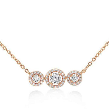 Rose Gold Halo Necklace: Radiant Diamond Pendant Jewelry for Her