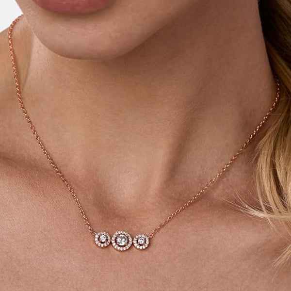 Rose Gold Halo Necklace: Radiant Diamond Pendant Jewelry for Her