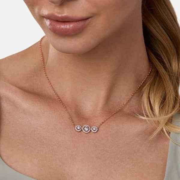 Rose Gold Halo Necklace: Radiant Diamond Pendant Jewelry for Her