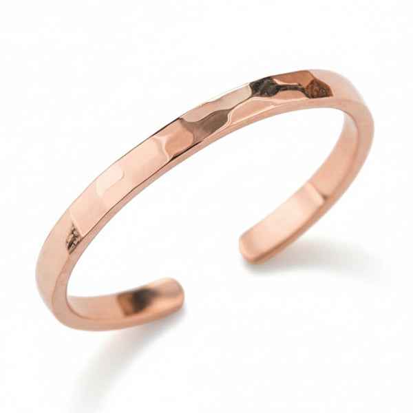 Rose Gold Hammered Band - Shimmering Stackable Thin Promise Ring
