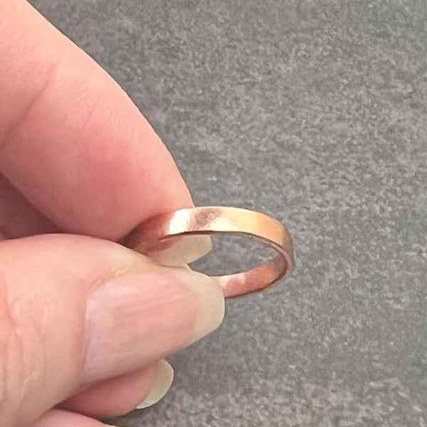 Rose Gold Hammered Band - Shimmering Stackable Thin Promise Ring