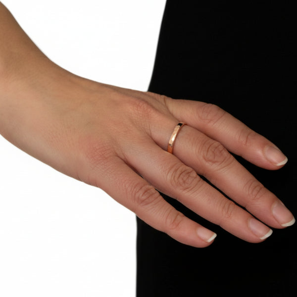 Rose Gold Hammered Band - Shimmering Stackable Thin Promise Ring