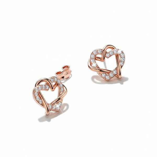 Elegant Rose Gold Heart Stud Earrings | Diamond Simulant Jewelry Gift