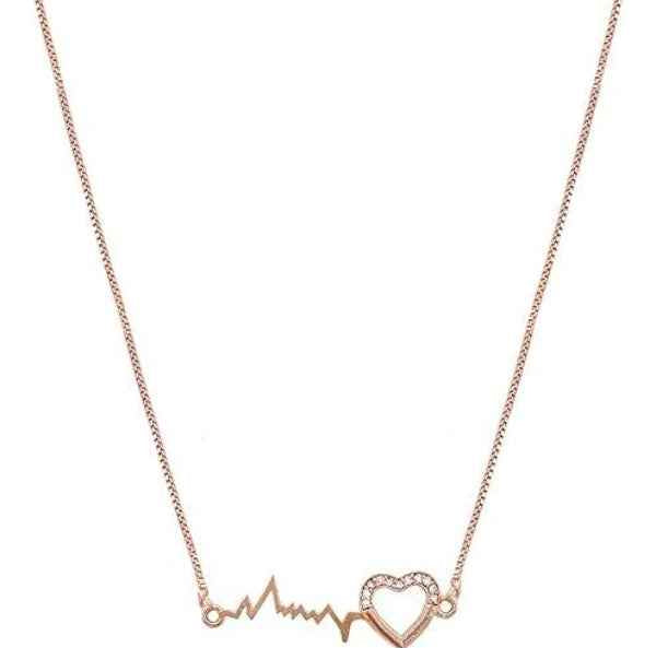 Rose Gold Heartbeat Necklace – EKG Pulse Line Heart Jewelry