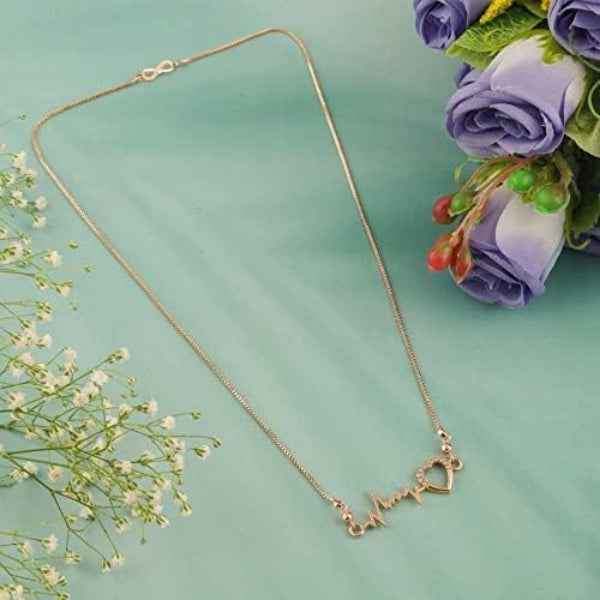 Rose Gold Heartbeat Necklace – EKG Pulse Line Heart Jewelry