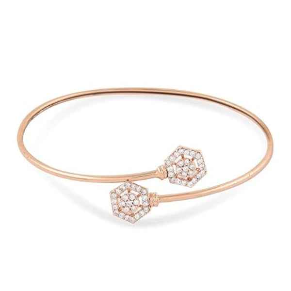 Modern Rose Gold Hexagon Bangle | Brilliant Crystal Bypass