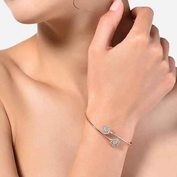 Modern Rose Gold Hexagon Bangle | Brilliant Crystal Bypass