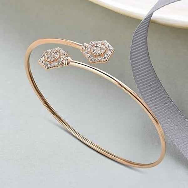 Modern Rose Gold Hexagon Bangle | Brilliant Crystal Bypass