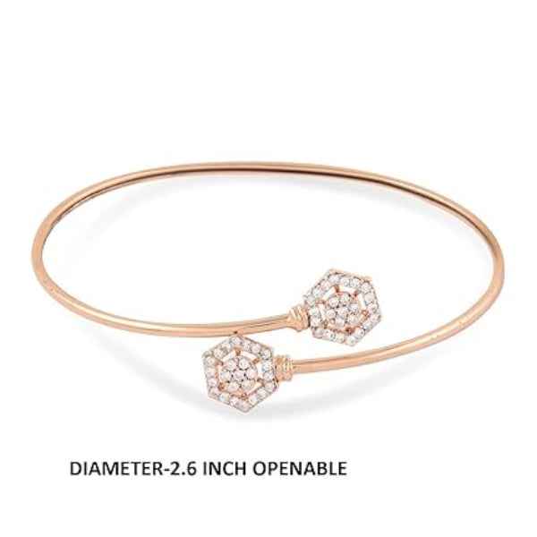 Modern Rose Gold Hexagon Bangle | Brilliant Crystal Bypass