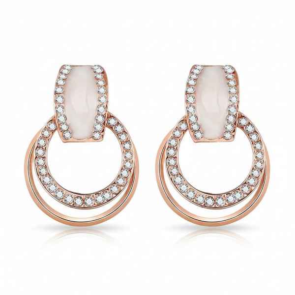 Glam Rose Gold Hoop Earrings | Sparkling Pave Crystal Dangles