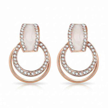 Glam Rose Gold Hoop Earrings | Sparkling Pave Crystal Dangles