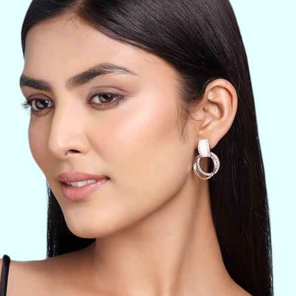 Glam Rose Gold Hoop Earrings | Sparkling Pave Crystal Dangles