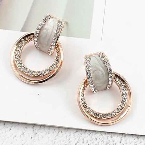 Glam Rose Gold Hoop Earrings | Sparkling Pave Crystal Dangles
