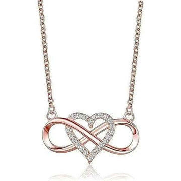Dainty Rose Gold Infinity Necklace | Sparkling Heart Pendant Gift