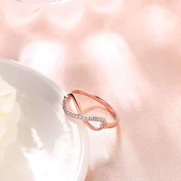 Rose Gold Infinity Ring | Sparkling Promise Ring Gift for Her