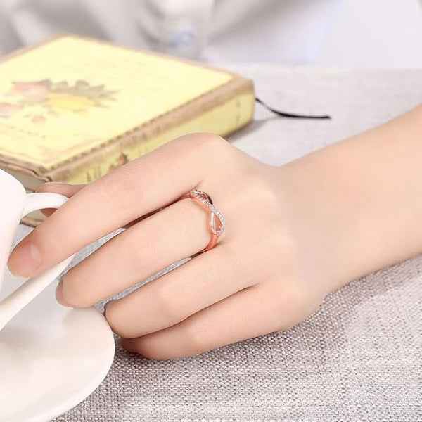 Rose Gold Infinity Ring | Sparkling Promise Ring Gift for Her