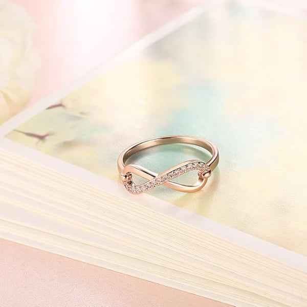 Rose Gold Infinity Ring | Sparkling Promise Ring Gift for Her