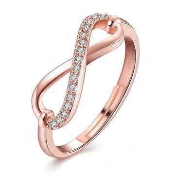 Rose Gold Infinity Ring - Shimmering Crystal Band Jewelry for Women