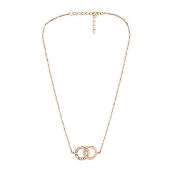 Dainty Rose Gold Interlocking Ring Necklace - Elegant Anniversary Gift