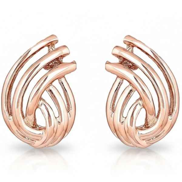 Chic Rose Gold Knot Stud Earrings | Polished Swirl Design Jewelry