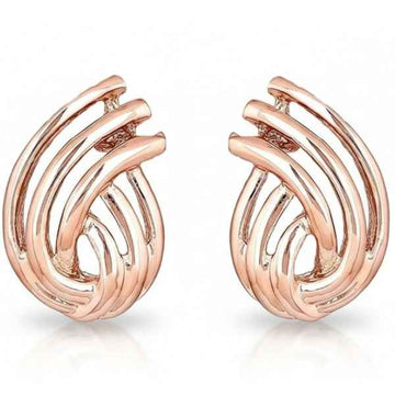 Chic Rose Gold Knot Stud Earrings | Polished Swirl Design Jewelry