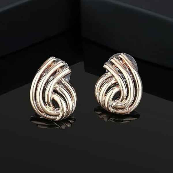 Chic Rose Gold Knot Stud Earrings | Polished Swirl Design Jewelry