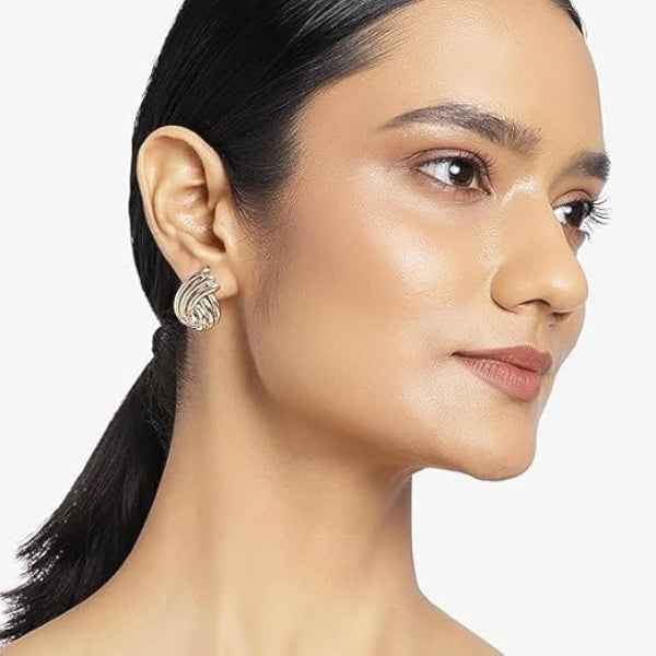 Chic Rose Gold Knot Stud Earrings | Polished Swirl Design Jewelry