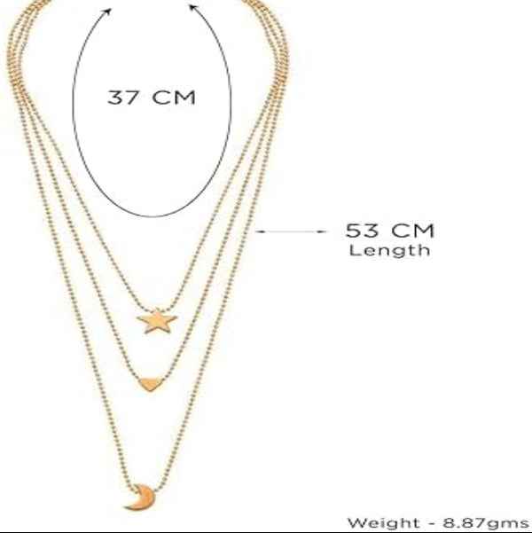 Elegant Rose Gold Layered Necklace with Celestial Charms