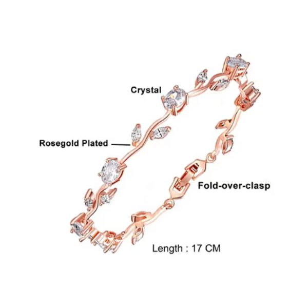Stunning Rose Gold Leaf Bracelet | Chic Crystal Jewelry Statement