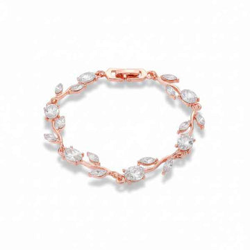 Stunning Rose Gold Leaf Vine Bracelet | Chic Crystal Jewelry