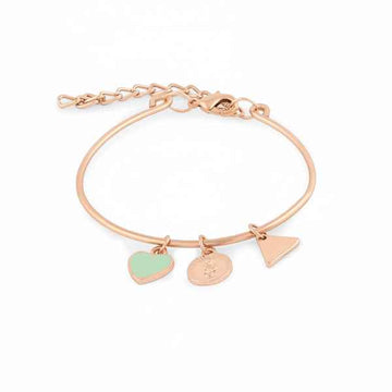 Modern Rose Gold Mint Heart Bangle | Radiant Geometric Charm Jewelry