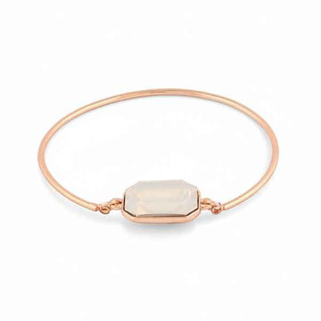 Radiant Rose Gold Moonstone Bangle | Refined Emerald Cut Jewelry