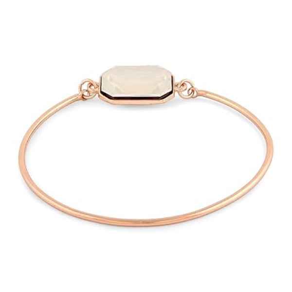 Radiant Rose Gold Moonstone Bangle | Refined Emerald Cut Jewelry