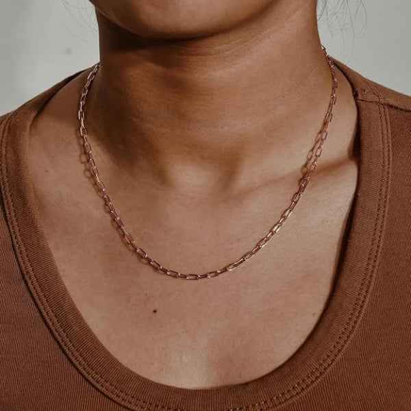 Chic Rose Gold Paperclip Necklace | Radiant Link Chain Jewelry