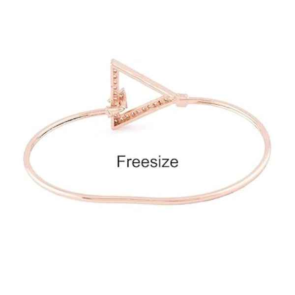 Chic Rose Gold Triangle Bangle | Refined Pave Crystal Cuff Jewelry