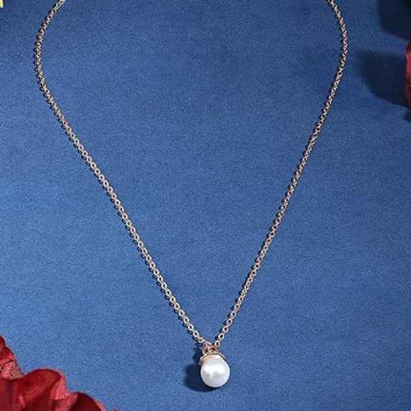 Elegant Rose Gold Pearl Pendant Necklace | Delicate & Classic
