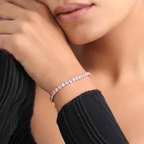 Chic Rose Gold Crystal Bracelet | Radiant Adjustable Jewelry