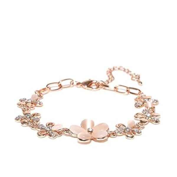 Chic Rose Gold Flower Charm Bracelet | Radiant Pink Floral Jewelry